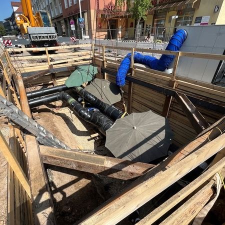 Ausgesteifter Trägerbohlverbau in Jena